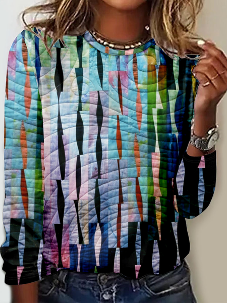 

Casual Long Sleeve Round Neck T-Shirt, As picture, Long sleeves