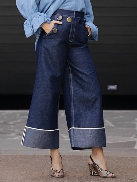 

Urban Loose Denim Wide leg Jeans, Blue, Jeans