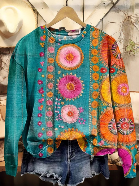 

Casual Crew Neck Floral Sweatshirt, Multicolor, Hoodies & Sweatshirts