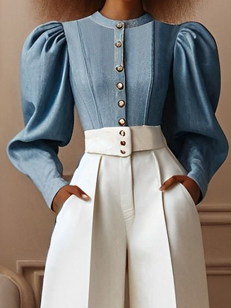 

Urban Plain Denim Shirt, Denim blue, Blouses and Shirts