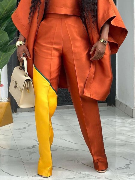 

Urban Color Block Straight Pants, Orange, Pants