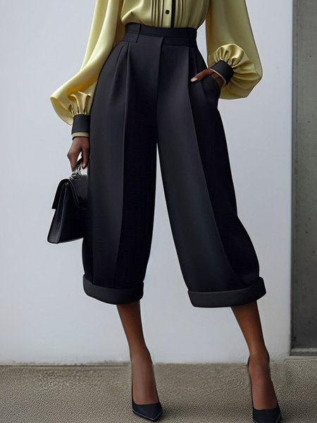 

Urban Plain Straight Fashion Pants, Black, Pants