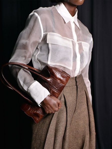 

Urban Plain Pockets Shirt Collar Shirt, White, Blouses and Shirts