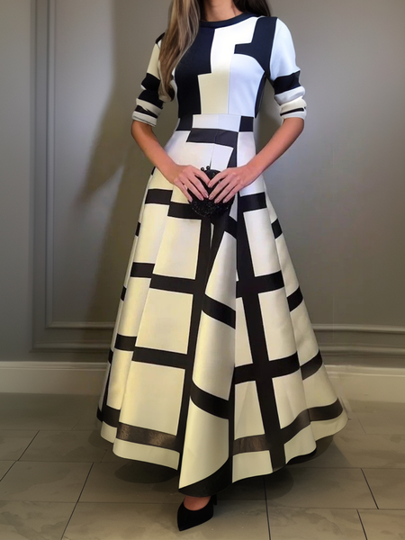 

Elegant Geometric Maxi Party Dress, As picture, Maxi Dresses
