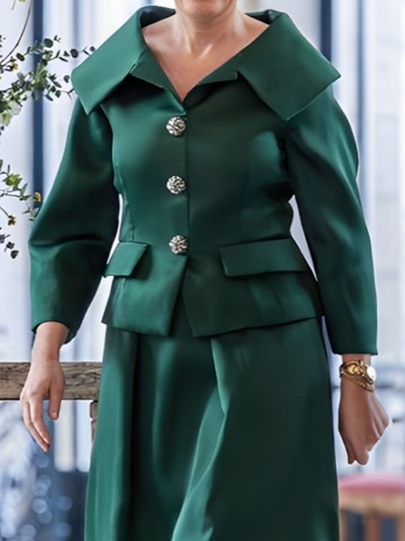

Elegant Plain Shawl Collar Jacket, Green, Jackets