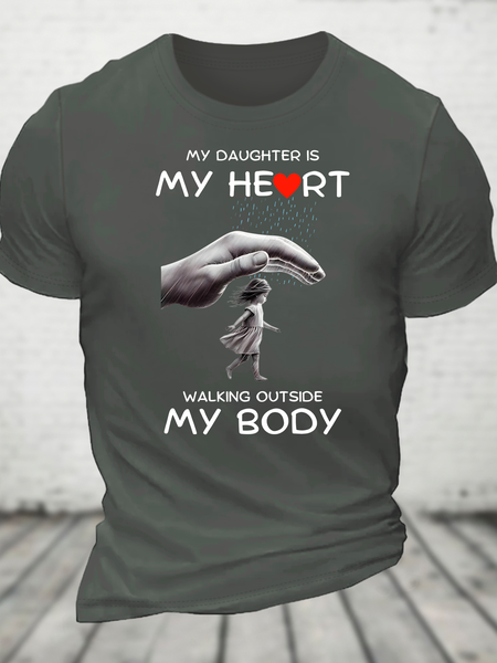 My Daughter My Heart Outside Cotton T-Shirt, Deep gray, T-shirts