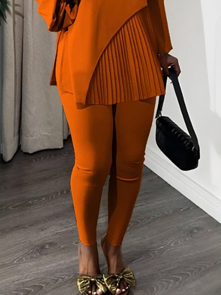 

Casual Plain Slim Fit Pants, Orange, Pants