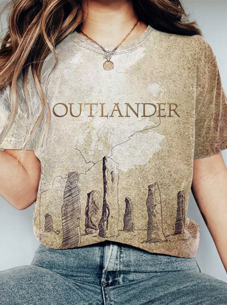 

Historical Tv Series Inspired Print Vintage T-Shirt, Khaki, T-shirts