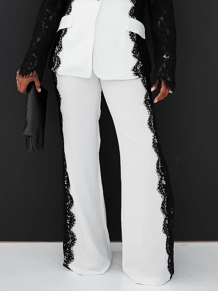 

Urban Color Block Straight Pants Pant, Black-white, Pants