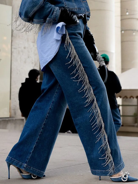 

Casual Denim Jeans Straight pants, Denim blue, Jeans