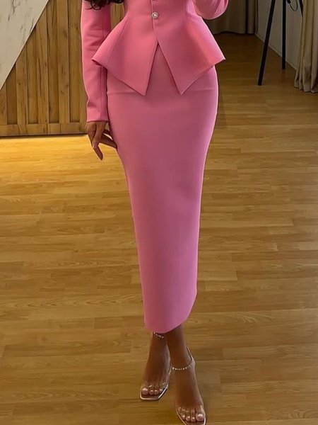 

Elegant Plain Maxi Skirt, Pink, Skirts