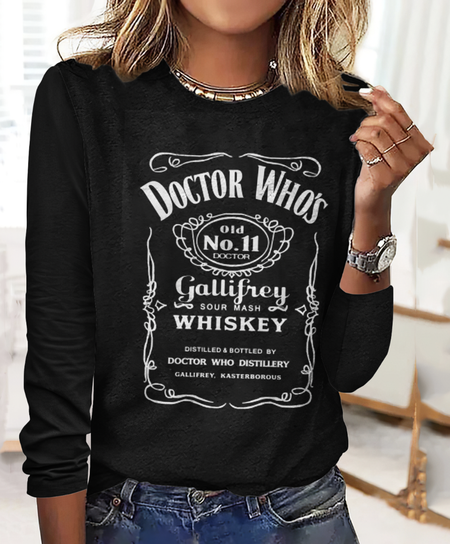 Doctor Who casual long sleeved T-shirt, Black, Long sleeves