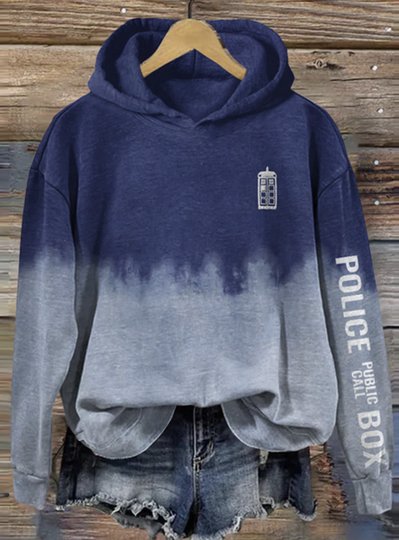 Casual Hoodie Text Letters Hoodie, Blue, Hoodies & Sweatshirts
