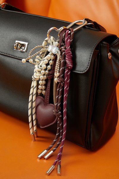 Pearl bow keychain, As picture, Other Accs