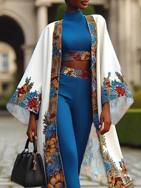 

Urban Loose Ethnic Patterns Kimono, As picture, Kimonos