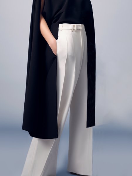 

Urban Plain Wide Leg Pants, White, Pants