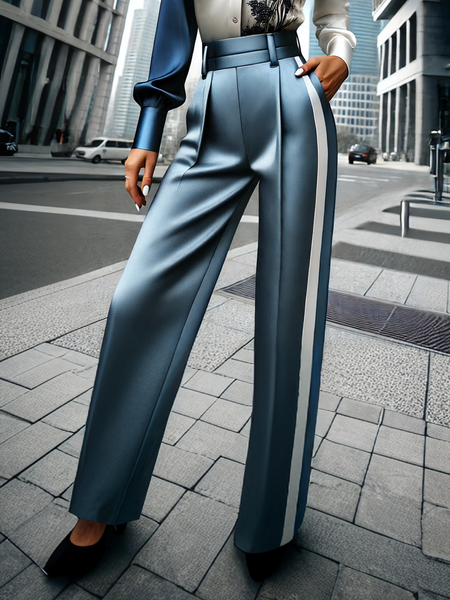 

Urban Color Block Straight Pants, Blue, Pants