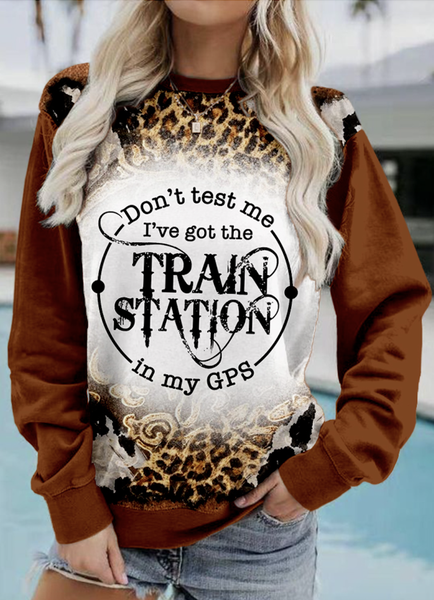 Casual Hoodie Text Letters Hoodie, Brown, Hoodies & Sweatshirts