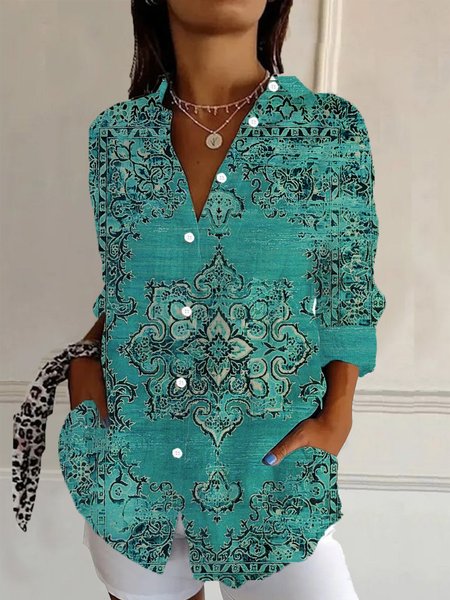 Ethnic Print Long Sleeve Shirt