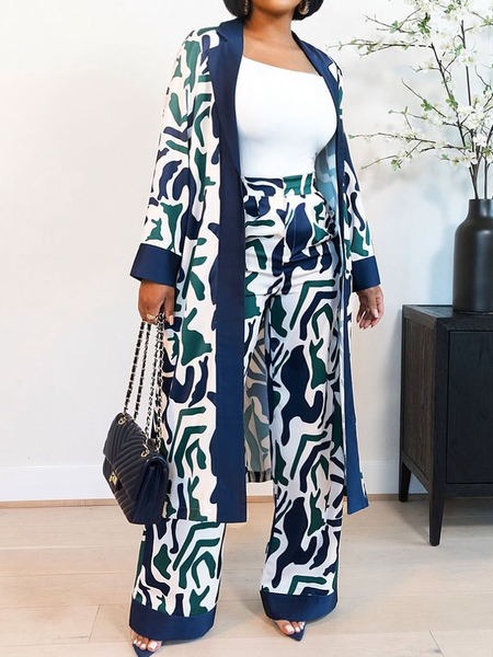

Vacation Color Block Mid-long Kimono, As picture, Kimonos