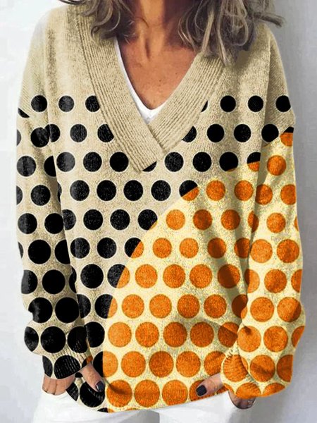 

Women Geometric Long Sleeve Comfy Vintage Sweater, Yellow, Sweaters