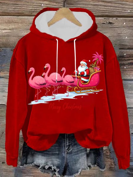 

Christmas flamingo hooded sweatshirt, Red, Hoodies&Sweatshirts