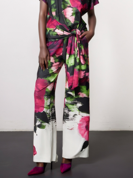 

Floral Loose Urban Pants, Purple, Pants