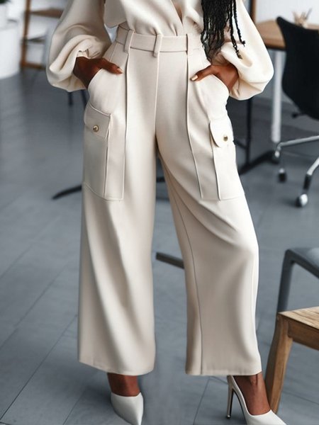 

Urban Plain Pockets Fashion Cargo Pants, Off white, Pants