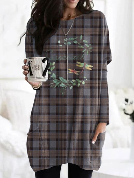 Sassenakh Dragonfly Wreath Casual tunic, Brown, Long sleeves