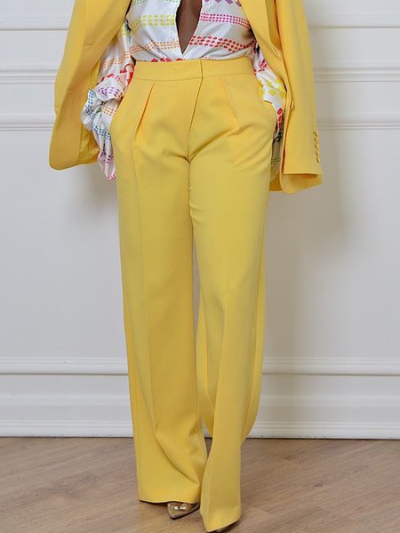 Urban Plain Straight Pants, Yellow, Pants