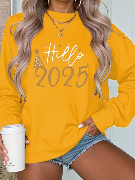 

Women's Crew Neck Text Letters Casual Spring/Fall Long Sleeve Sweatshirt, Yellow, Sweatshirts & Hoodies
