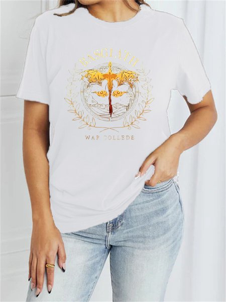 

Women's Short Sleeve Tee T-shirt Summer Text Letters Cotton-Blend Crew Neck Daily Going Out Casual Top, White, T-Shirts