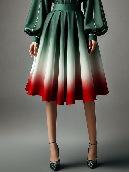 

Urban Gradient Pattern Midi Skirt, As picture, Skirts