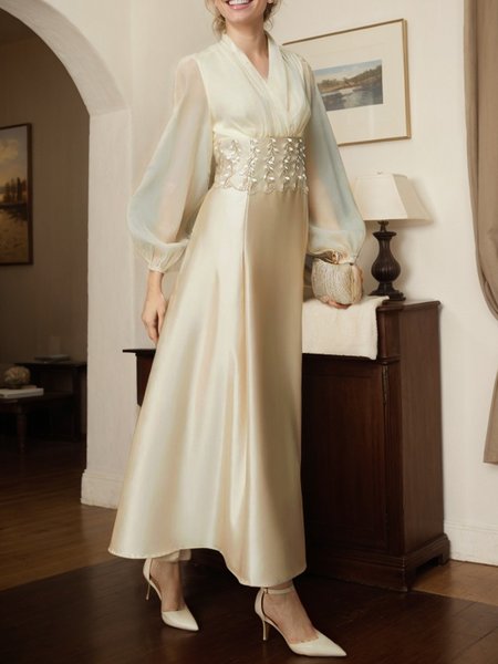 

Regular Fit Elegant Party Dress, Apricot, Maxi Dresses