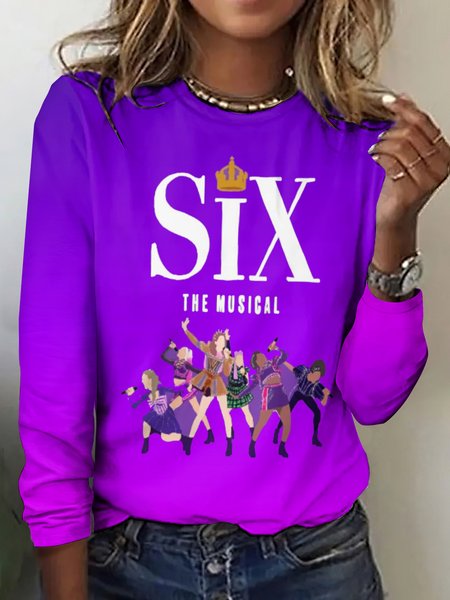 

Vintage Plaid Crew Neck Long Sleeve T-shirt, Purple, T-shirts