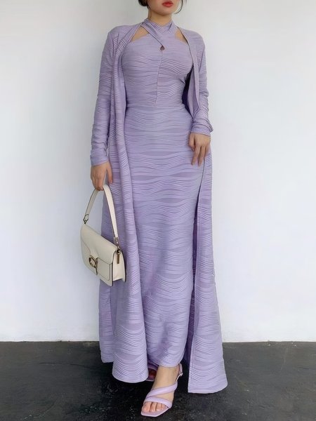 

Elegant Loose Plain Kimono No Dress, Light purple, Kimonos
