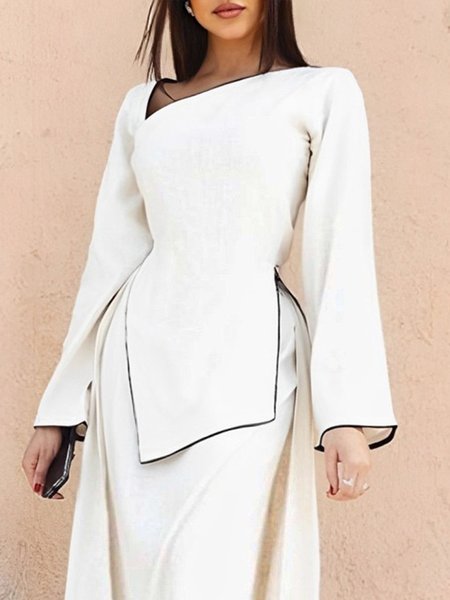 

Casual Plain Irregular Craftsmanship Blouse, White, Blouses and Shirts