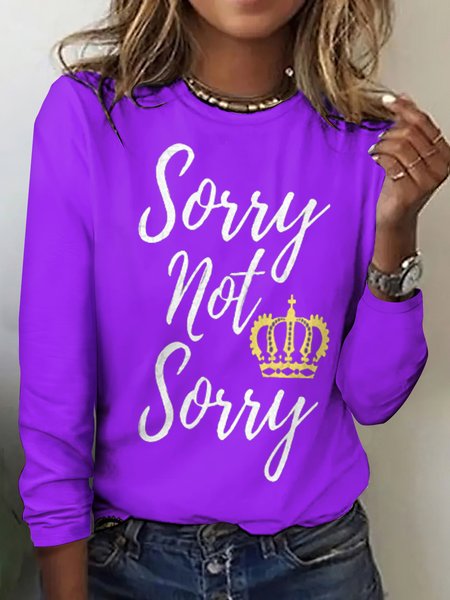 

Vintage Plaid Crew Neck Long Sleeve T-shirt, Purple, T-shirts