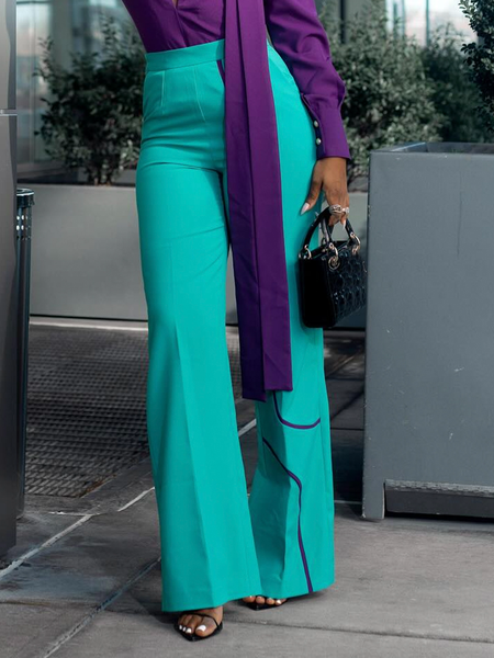 Urban Color Block Fashion Pants, As picture, Pants