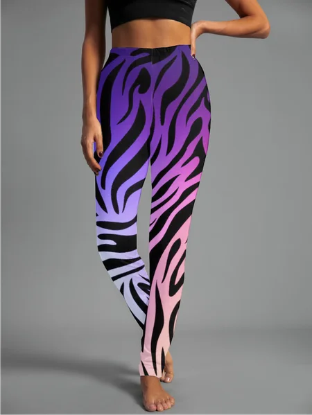 

Women's Casual Zebra Jersey All Season Long Leggings, Purple, Leggings