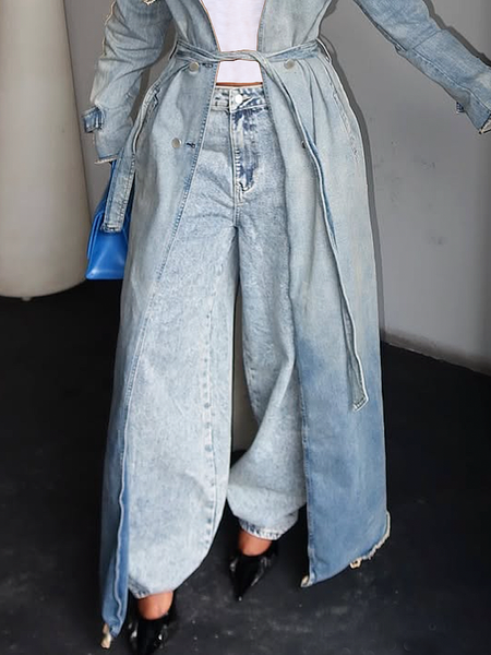 

Loose Urban Plain Denim Jeans, Denim blue, Jeans