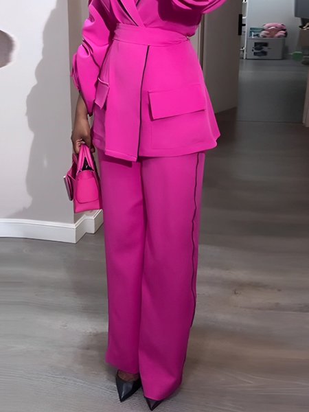Urban Plain Wide Leg Pants, Pink, Pants