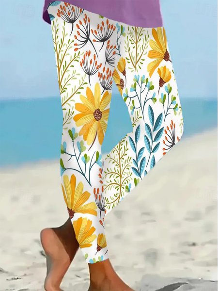 

Women's Casual Floral Jersey All Season Long Leggings, Yellow, T-Shirts