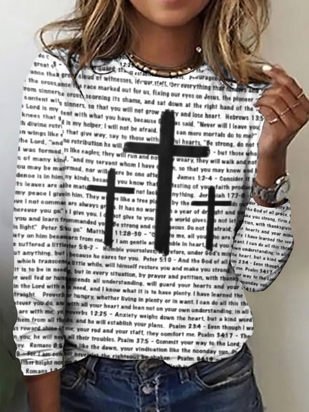 

Vintage Plaid Crew Neck Long Sleeve T-shirt, White, T-shirts