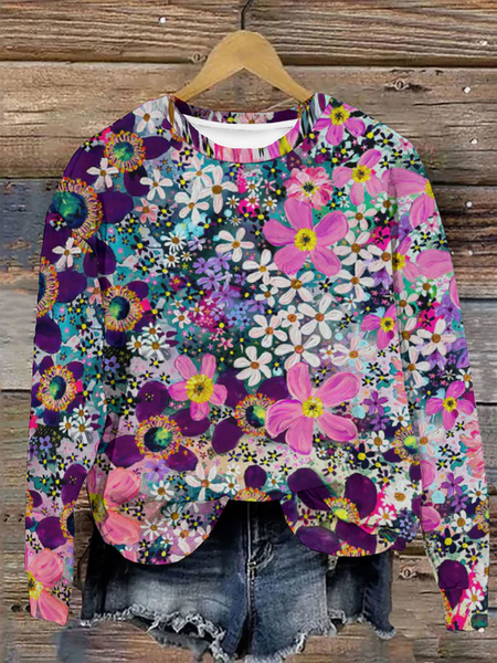 

Sea Of ​​Flowers Sweatshirt, As picture, Hoodies&Sweatshirts