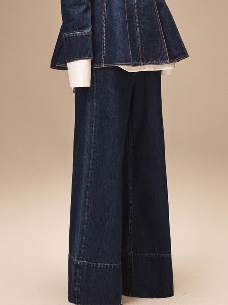 Casual Denim Wide leg Jeans, Blue, Jeans