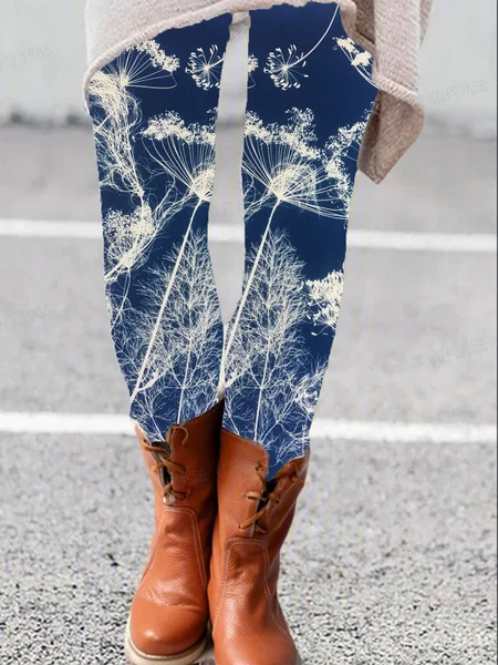 

Women's Dandelion Casual All Season Long Floral Leggings, Blue, Leggings