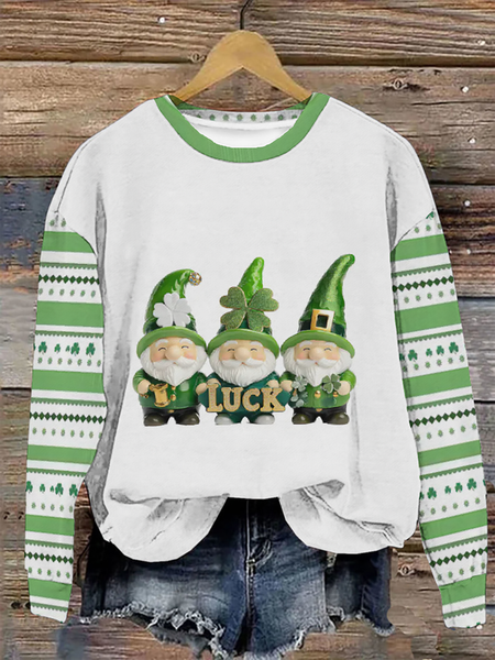 

Women's Shamrock Crew Neck Casual Spring/Fall Long Sleeve Sweatshirt, White, Sweatshirts & Hoodies