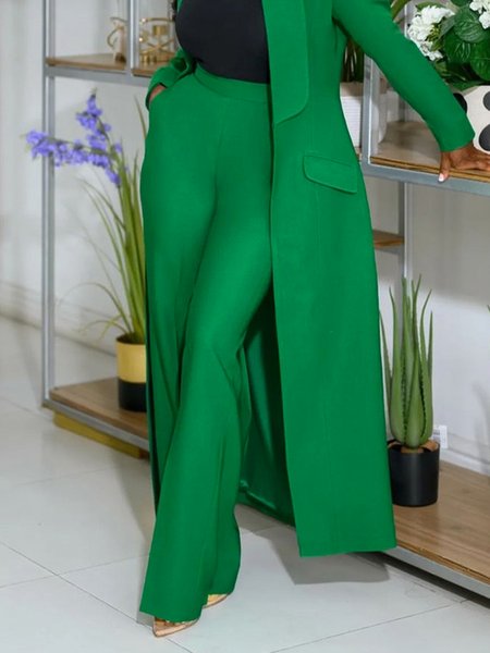 Urban Plain Straight Pants, Green, Pants