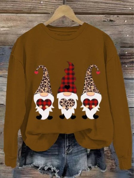 

Crew Neck Casual Loose Heart/Cordate Sweatshirt, Brown, Hoodies&Sweatshirts